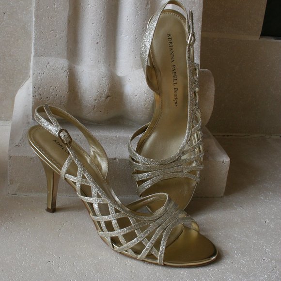 Adrianna Papell Shoes - Adrianna Papell Boutique Gold Strap Heels  Size 9.5  M